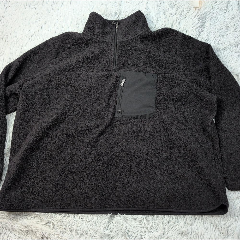 Tek Gear Sweatshirt Womens 3X Black Fleece Athletic Half Zip Pocket Comfort